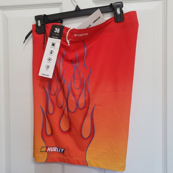 Hurley Nascar Boardshorts Men's Swim Phantom Sizes 30 to 40 NWT Flames Racing - Picture 1 of 9